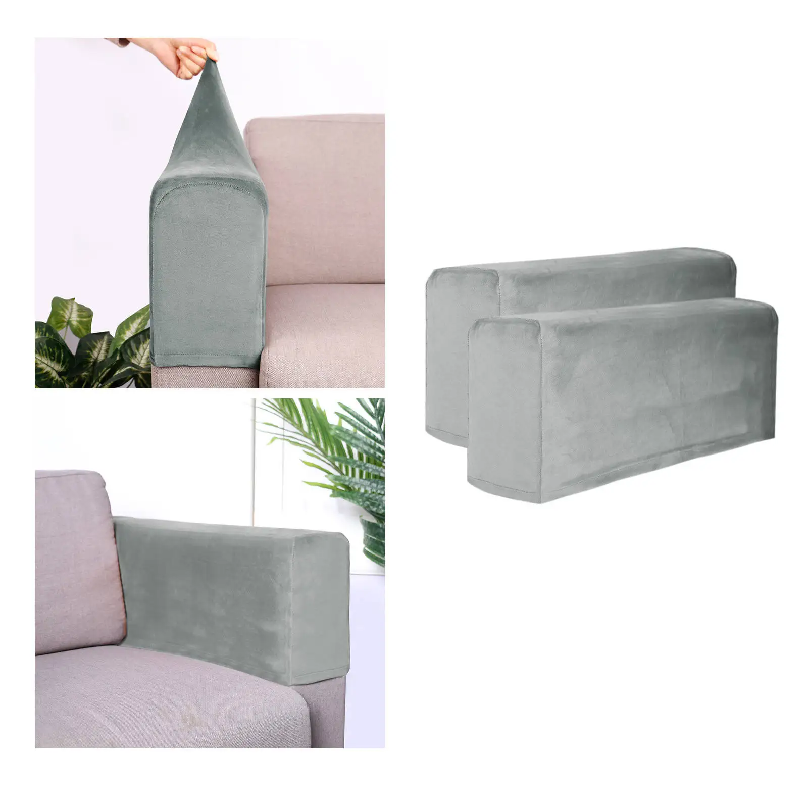 2pieces Sofa Armrest Cover Couch Arm Protector Solid Color Couch Arm Protectors Machine Washable