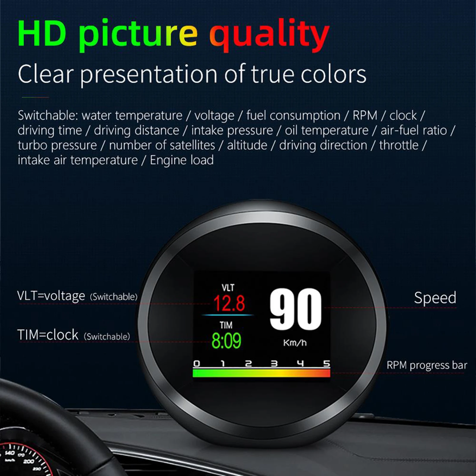 P11 2in1 Car HUD Display Digital Car w/ Auto Diagnostic Scanner Speed Projector
