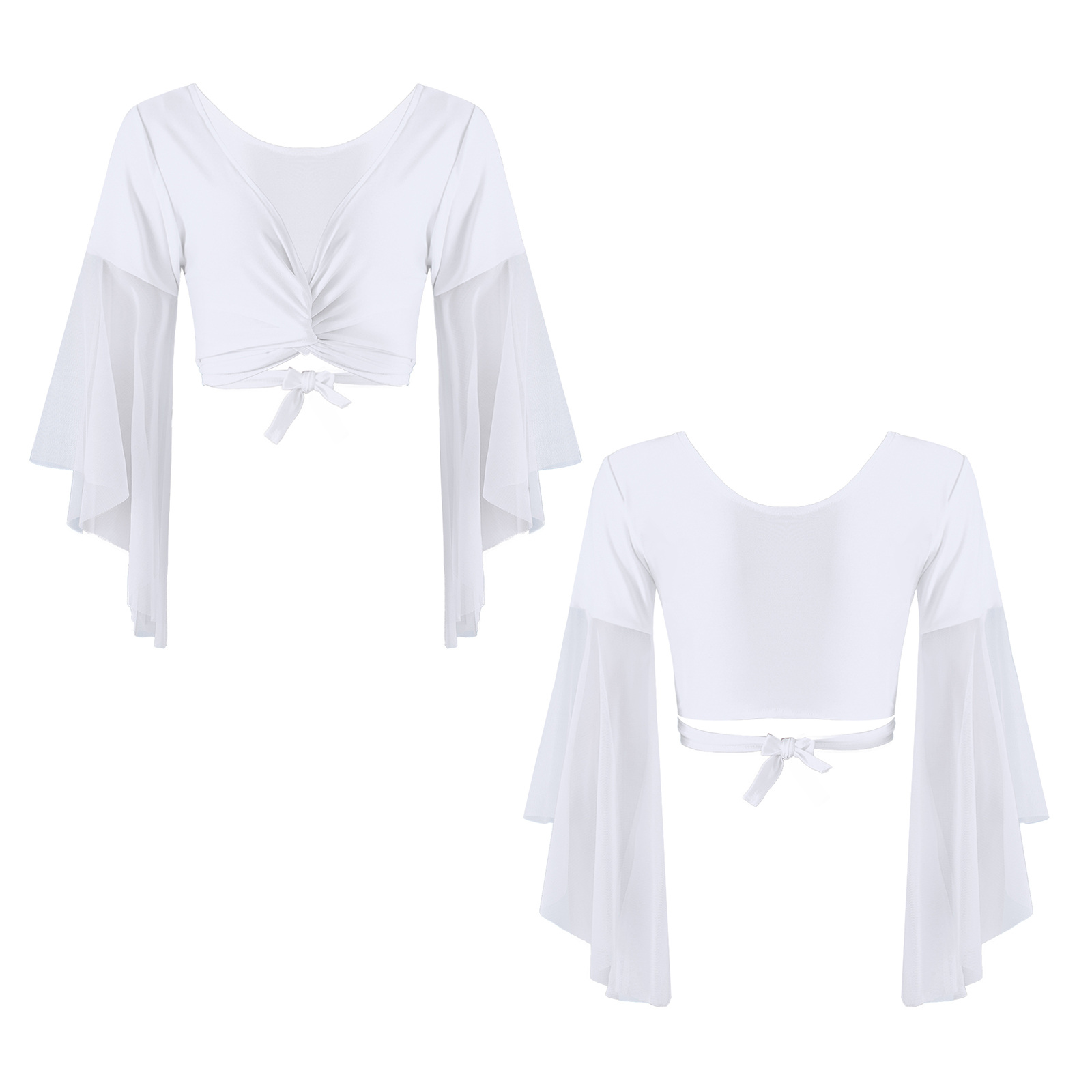 blusa decote v, manga flare 3 4,