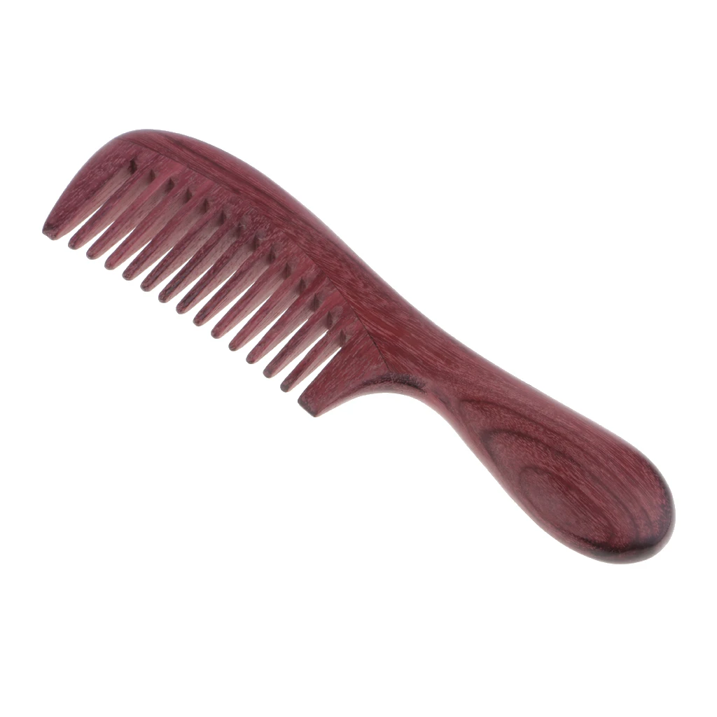 Wide Tooth Comb Natural Purpleheart Wooden Comb Hair Detangler Massage Brush