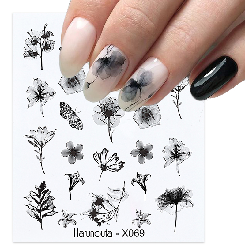 Description Picture 3 of itemHarunouta Spring Summer Simple Flower Leaf Tree Water Decals Stickers Butterfly Slider Watermarks Decoration Nail Art Manicures