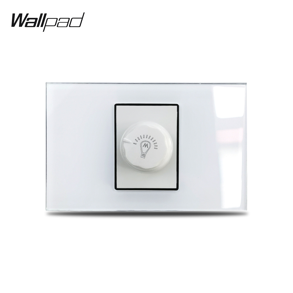 AU UNS Dimmer Licht Schalter Wallpad L3 Kristall Weiß Glas Rahmen 118*75mm Licht Auf Off Helligkeit Control rotary Schalter 3M – Detail 1