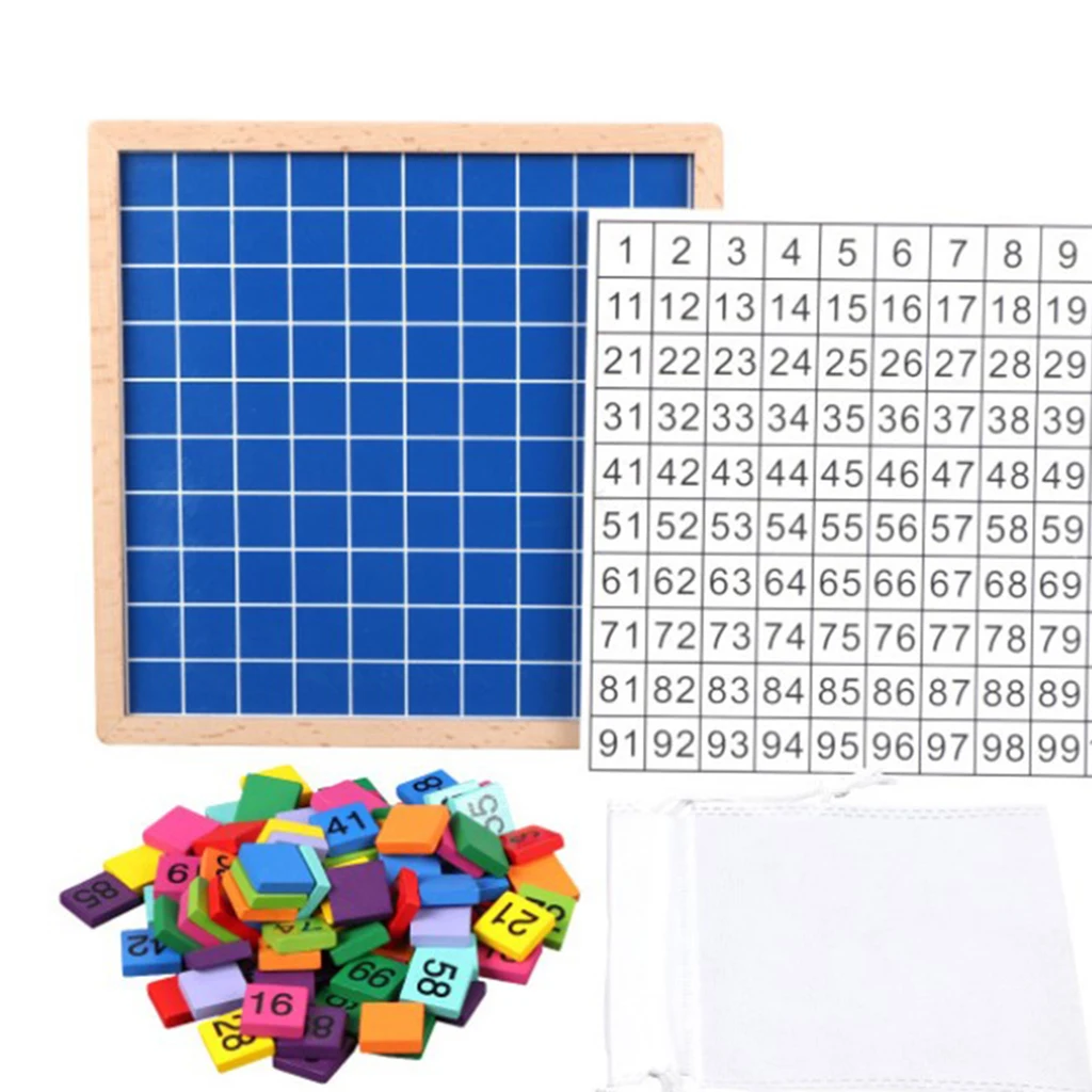 Wooden Toys Hundred Board Montessori Math 1-100 Number Board Educational Game for Kids