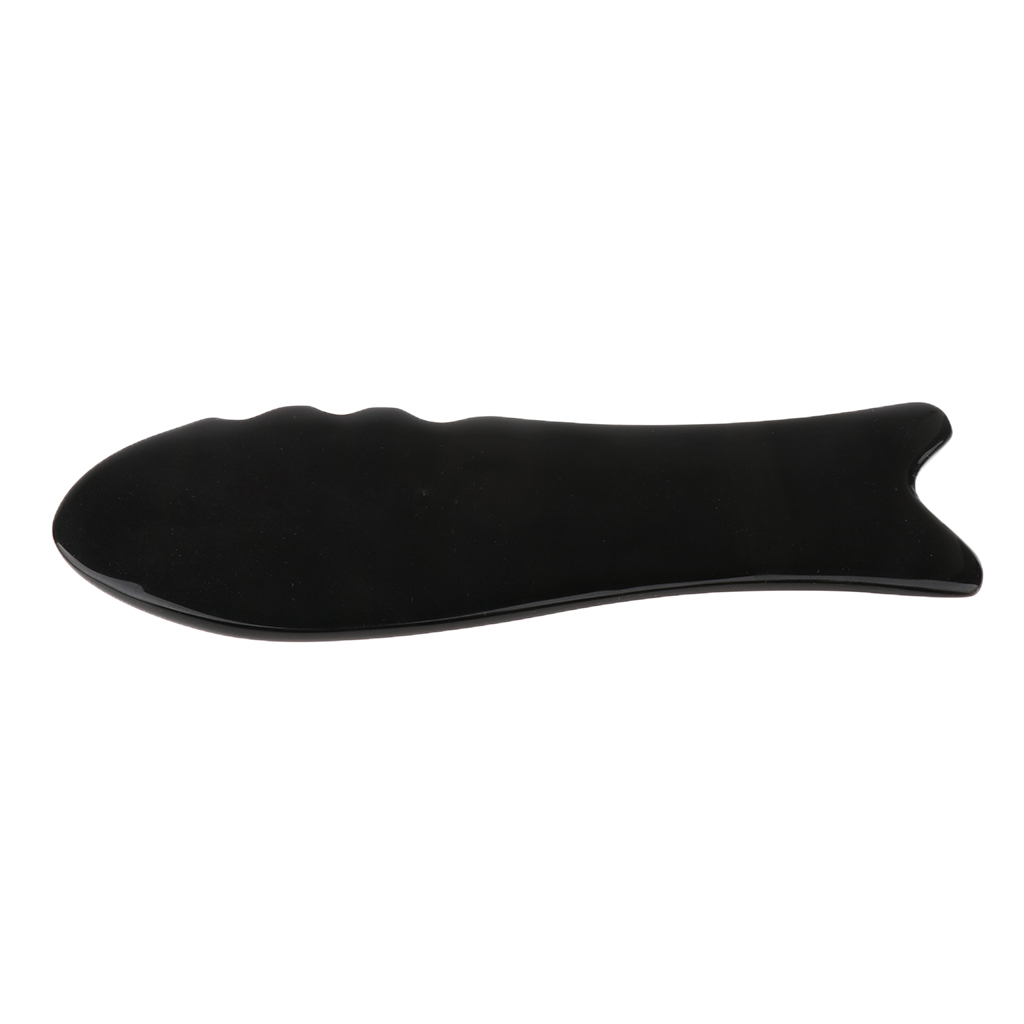 2 Pcs Manual Gua Sha Tool Scraping Board Guasha Massager- Black Fish Shaped