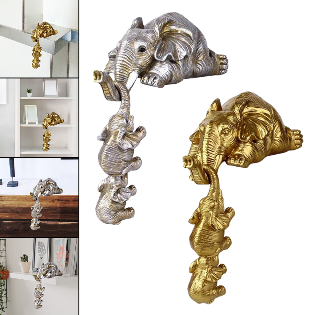 Cute Elephant Family Elephant Figurine Collectible Creative Decorative Animal Statue Tabletop Sculpture Shelf Decor