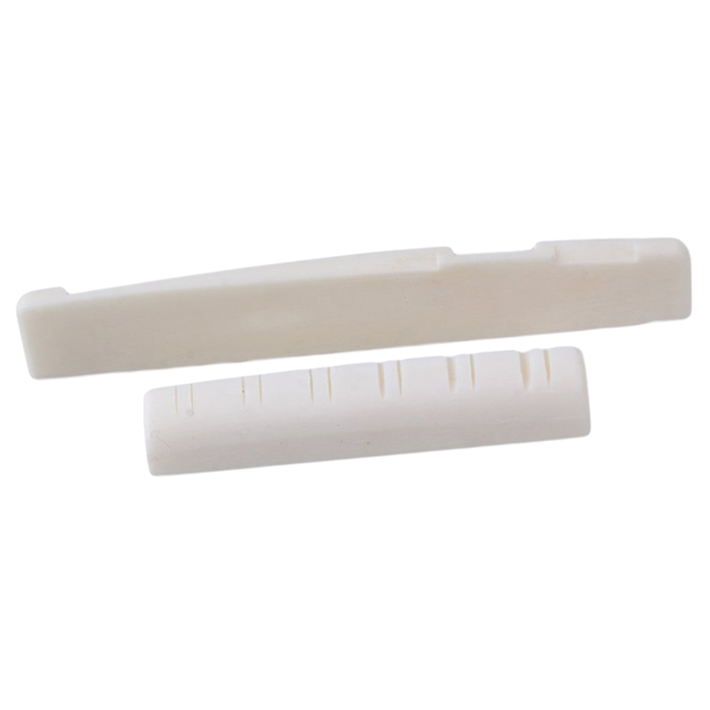 Set Of 1 Bone Slotted Saddle Nut For Instrument Accs 12 Strings Folk Guitar