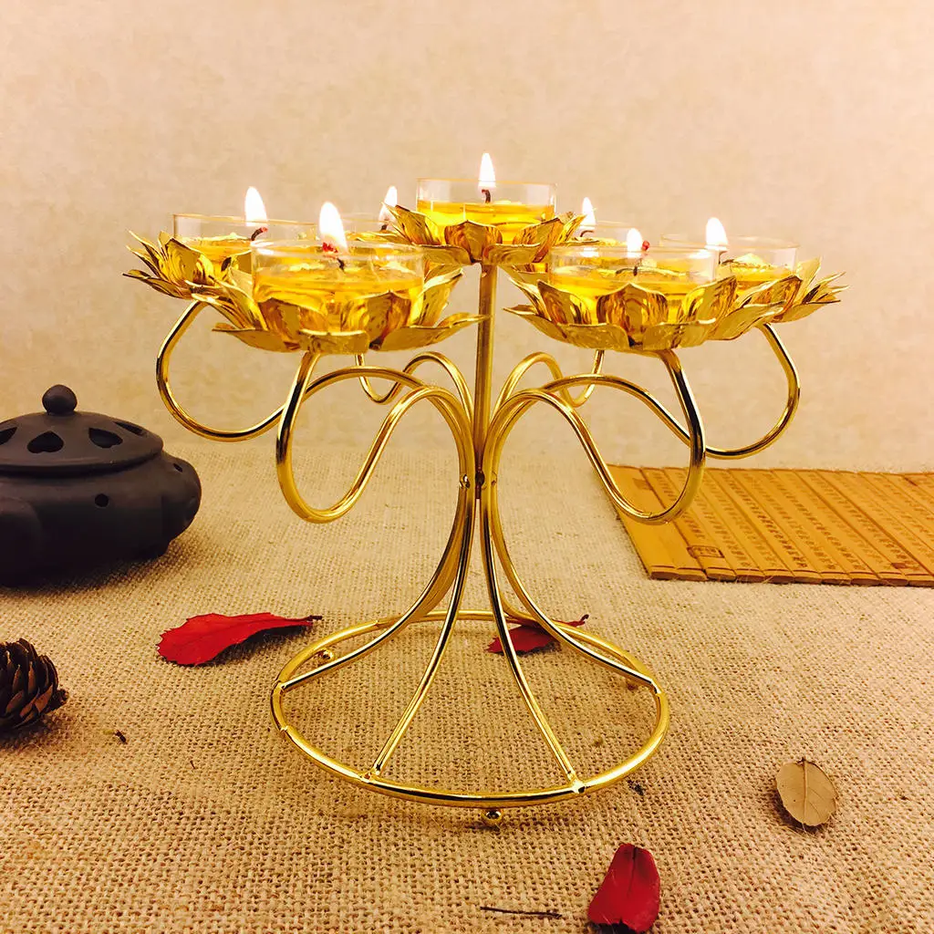 Lotus Carved Butter Candle Stand Rank Ghee Lamp Holder Home Decor Ornaments
