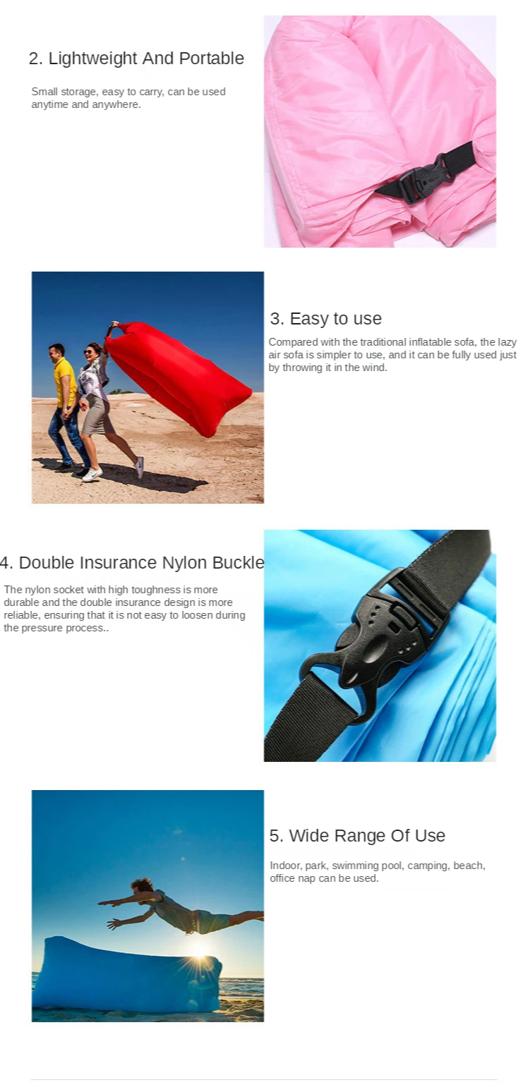 Outdoor Camping Beach Hammocl Lazy Inflatable Hammock Sleeping Bag Inflatable Hammock Sofa Bed Folding Fast Air Sofa patio furniture