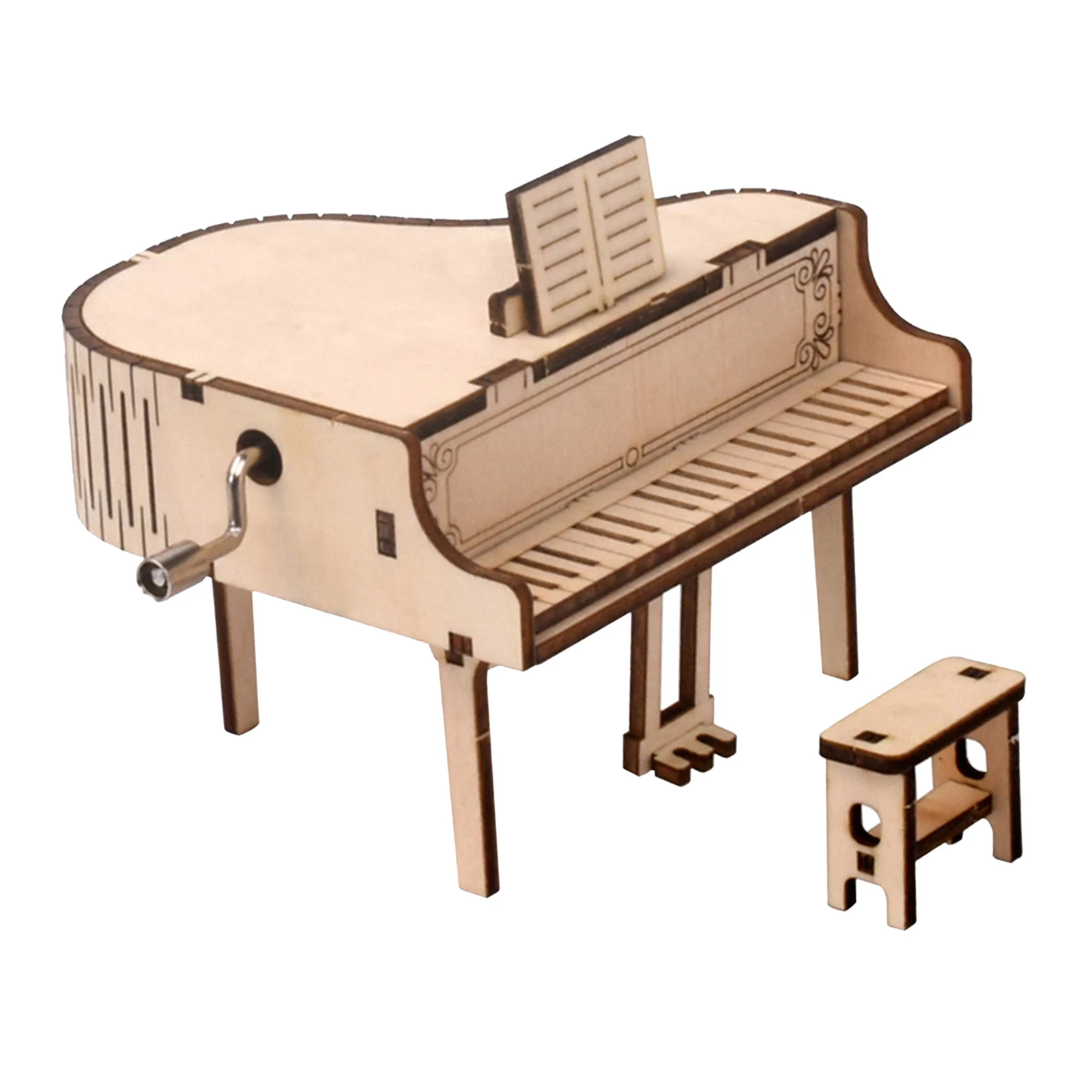 3D Jigsaw Puzzle Wooden Piano Model with Music Box DIY Construction Kit for Kids Adults