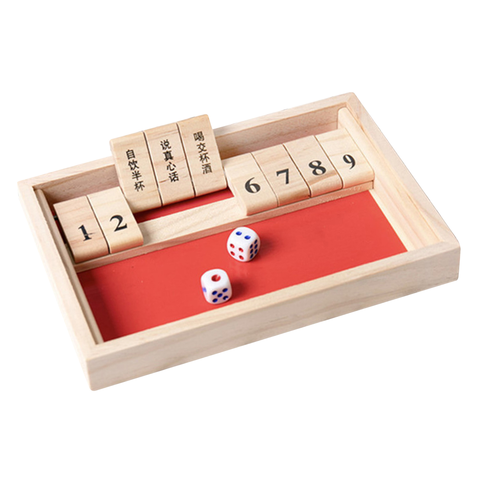 1-2 Player Shut The Box Wooden Table Board Game Classic Dice Number Puzzle Table Game Toy for Bar Club Friends Drinking Game