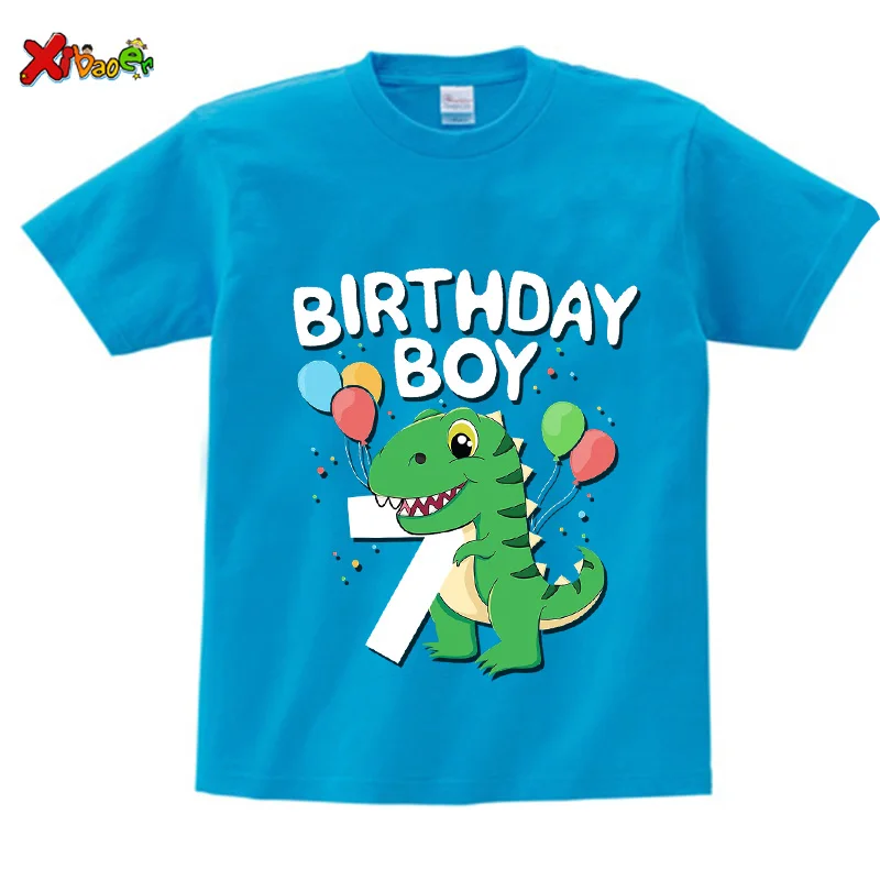 crianças aniversário número dos desenhos animados dinossauro camisa crianças feliz aniversário comic presente curto camiseta meninos meninas animal engraçado presente