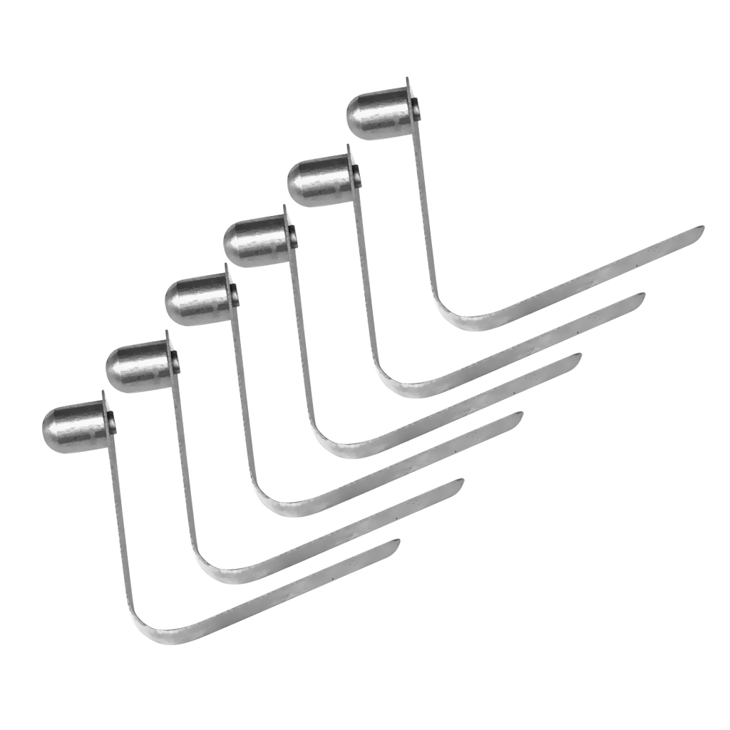 6x 8mm Stainless Steel Paddle Tent Pole Spring Snap Button Clips