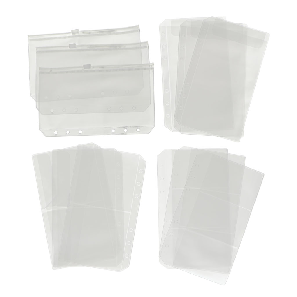 12 Pack Binder Pocket 6 Holes 5.12x3.15inch A6 Size Zipper Folders Provide Long-Term Protection for Documents Pictures