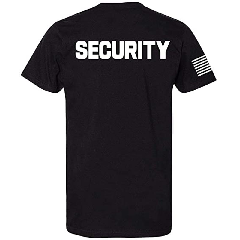 Sicherheit Schutz Event Mitarbeiter Zwei-Seitig Unisex T-Shirt | Amerikanische Flagge auf Arm Halloween Kostüm Zubehör Männer Kleidung – Detail 5