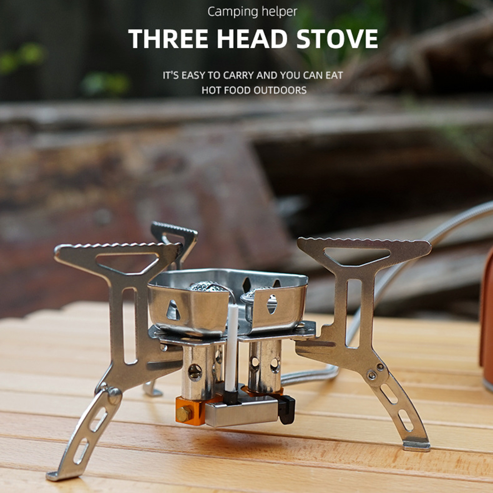 5800W Camping Gas Stove Lightweight 3 Furnaces Heads Folding Portable for Travel Picnic Backpacking Hiking