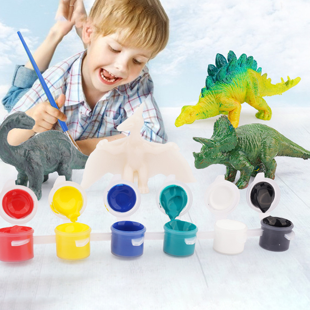 Kids Dinosaur Painting Kit Fun Paint Your Own Dinosaur Arts and Crafts Paint Brushes Dinosuar Figures Educational DIY Toy