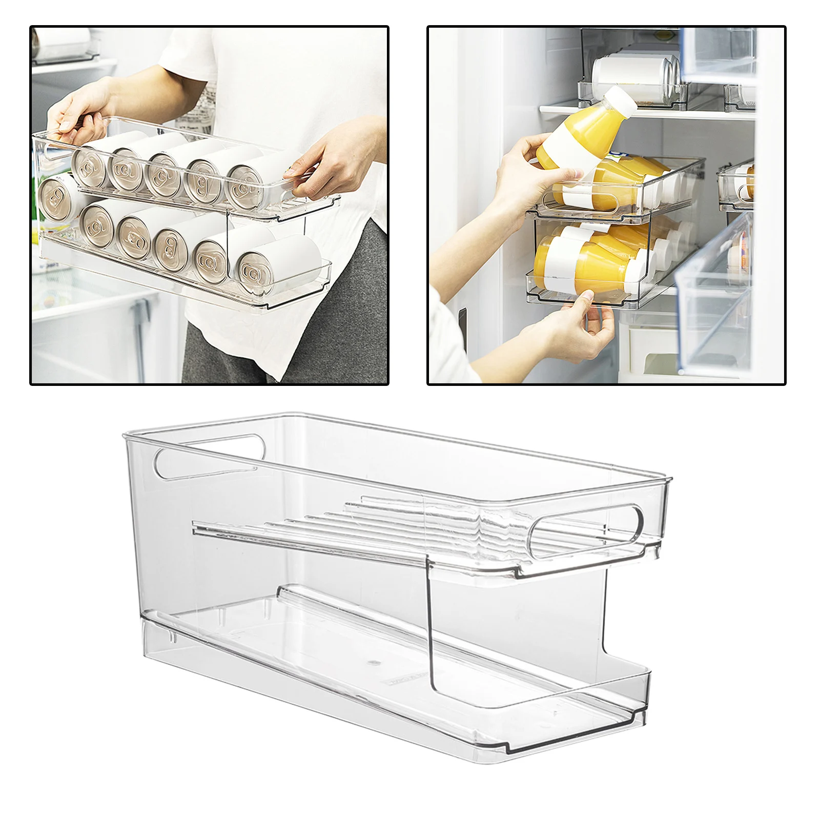 Fridge Cans Storage Box Bottle Beverage Dustproof Transparent Kitchen Fresh Keeping Holder Carrier Household