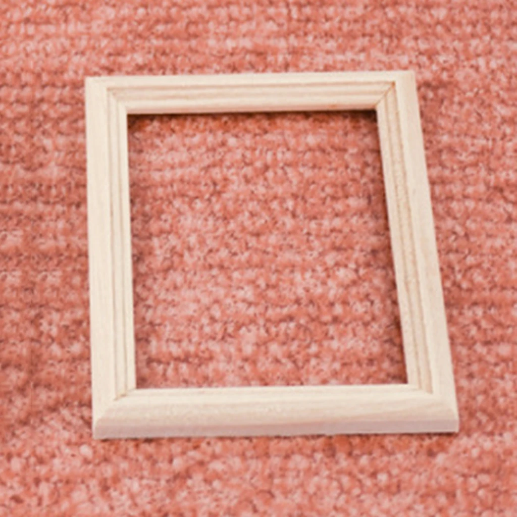 1:12 Rectangular Solid Wood Photo Frame Dollhouse Miniatures Decor