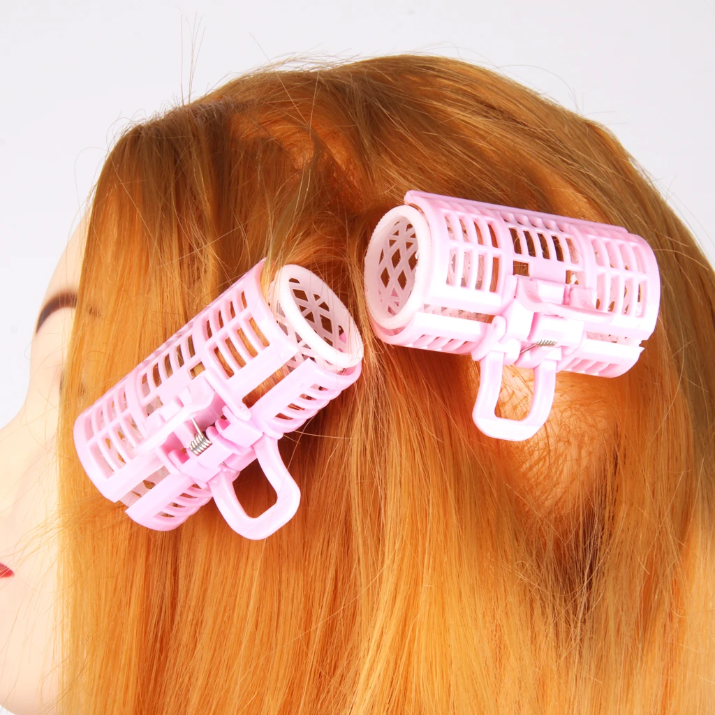 6pcs Pink Rollers Hair Curler Styling Tool Barber Hairstyle DIY