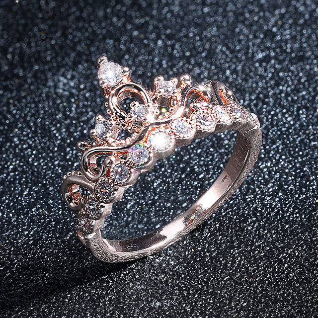 Simple Crown Ring Rose Gold Silver Color Rings For Women 2022