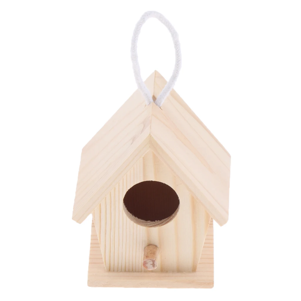 Handmade Wood Birdhouse Craft Cage Breeding Box Attracts Parakeet Cockatiel