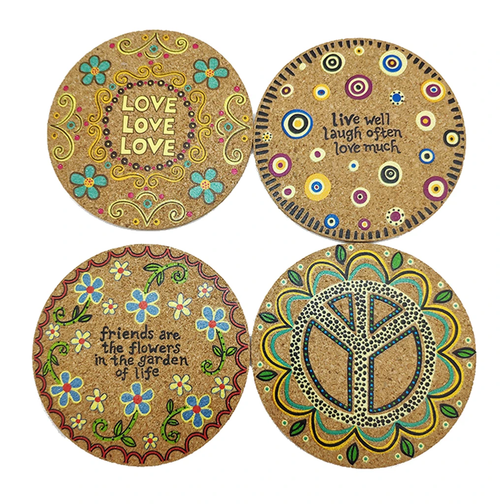 Pack of 4 Drink Coasters Mandala Style Heat Resistant Placemat Anti-Scratch for Kinds of Mugs and Cups