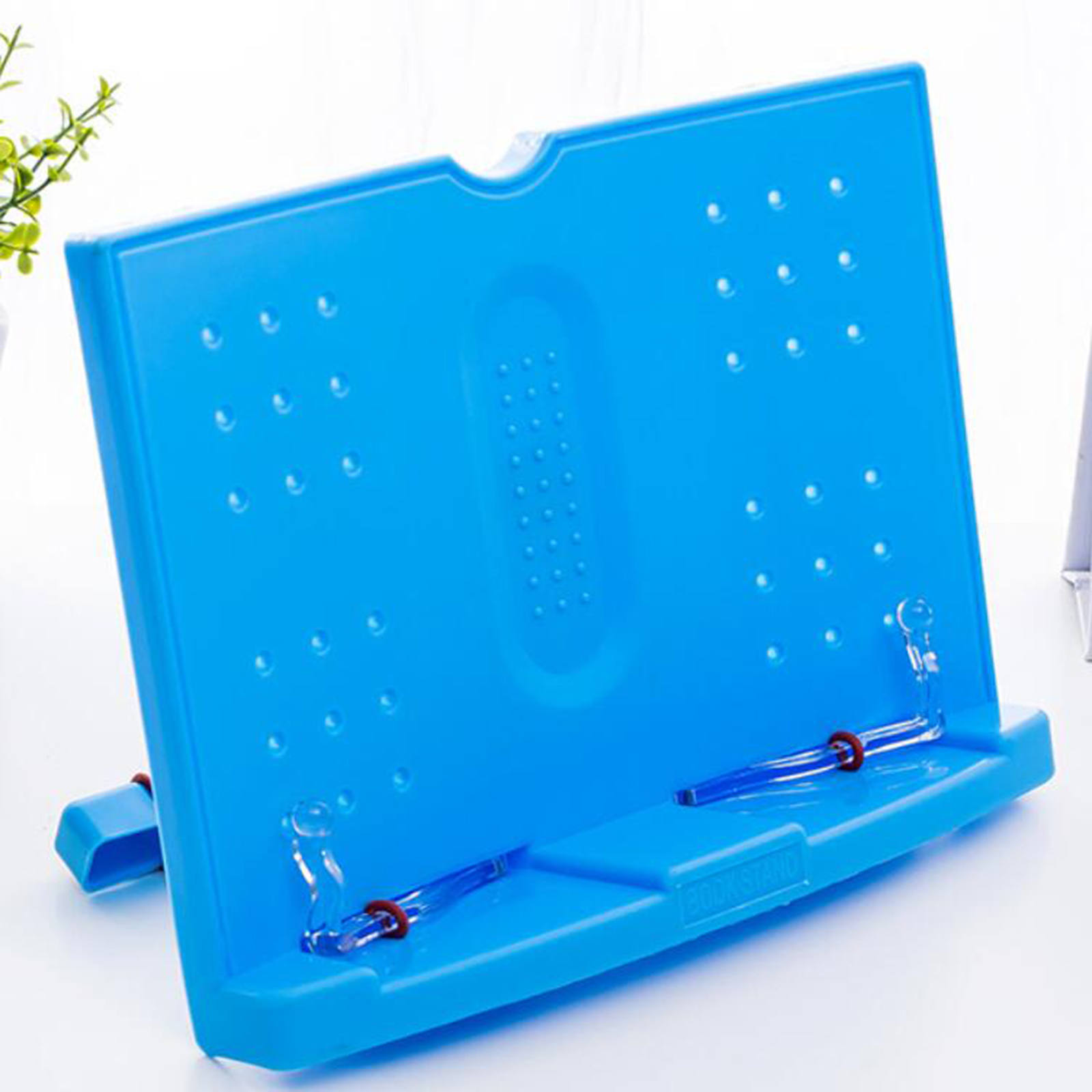 Plastic Book Stand Cookbook Holder with Page Clips Bookshelves Magazine Holder for Textbook Document Recipe Music Book