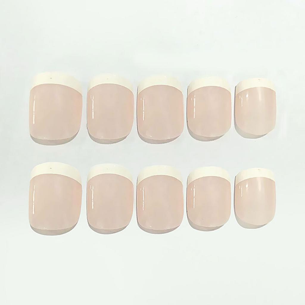24pcs French Style Short False Nails Full Cover Nail Art Tips Light Pink