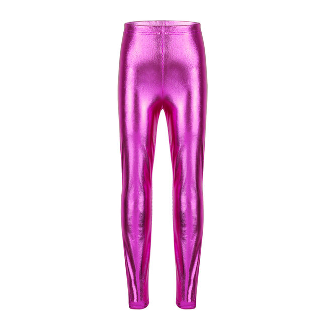 4-12 Yrs Fashion Girls Golden Leggings Stretch Skinny Pants Silver Shinnig  Rose Color Kids Full