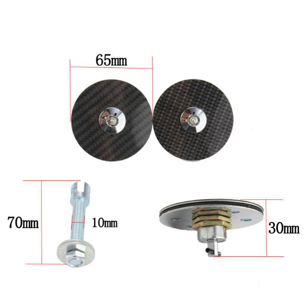 Racing Carbon Fiber Mount Bonnet Hood Latch Pin Locking Kit with Keys & Mounting Bolts (Black)