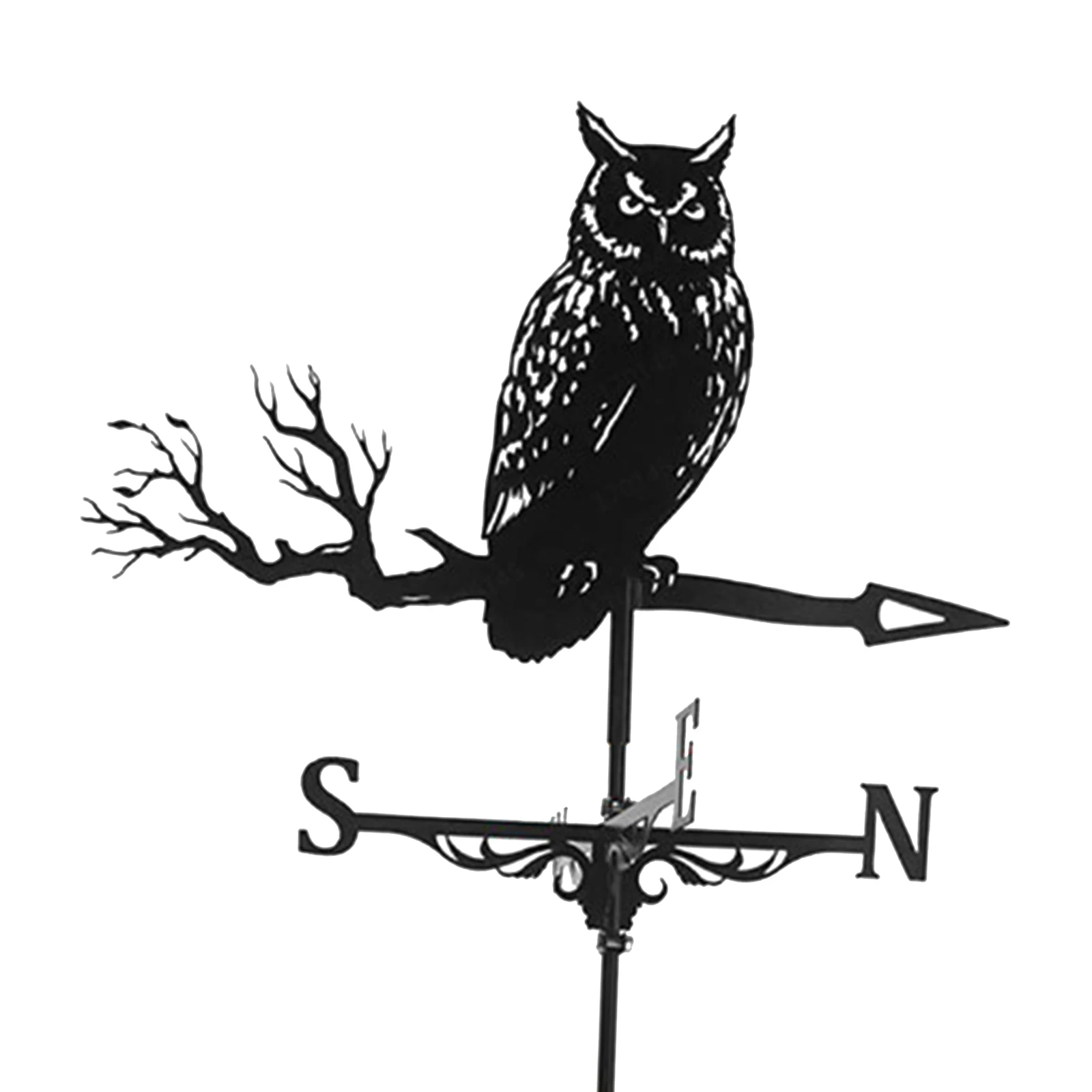 Iron Black Owl Shape Weathervane Weather Vane Outdoor Scene Decor Ornament