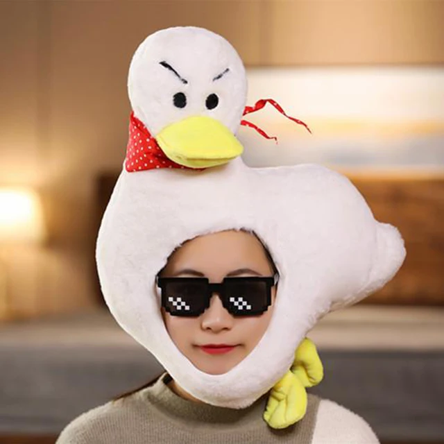 Funny Cute Soft Warm Winter Plush Duck Hat Holiday Party Headwear