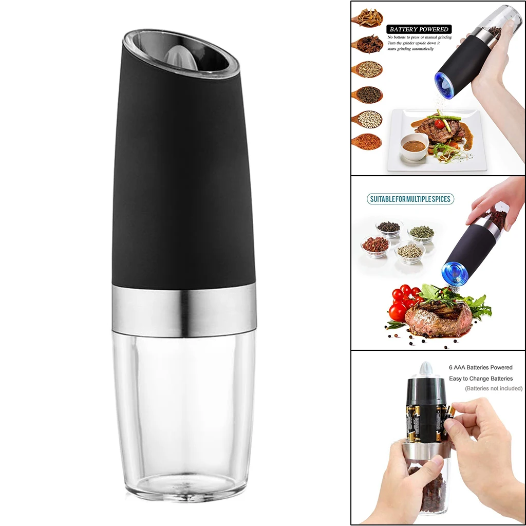 Automatic Electric Salt & Pepper Grinder Adjustable Coarseness Spice Herb Mill Grinding Shakers LED Light Spice Jar Kitchen Tool