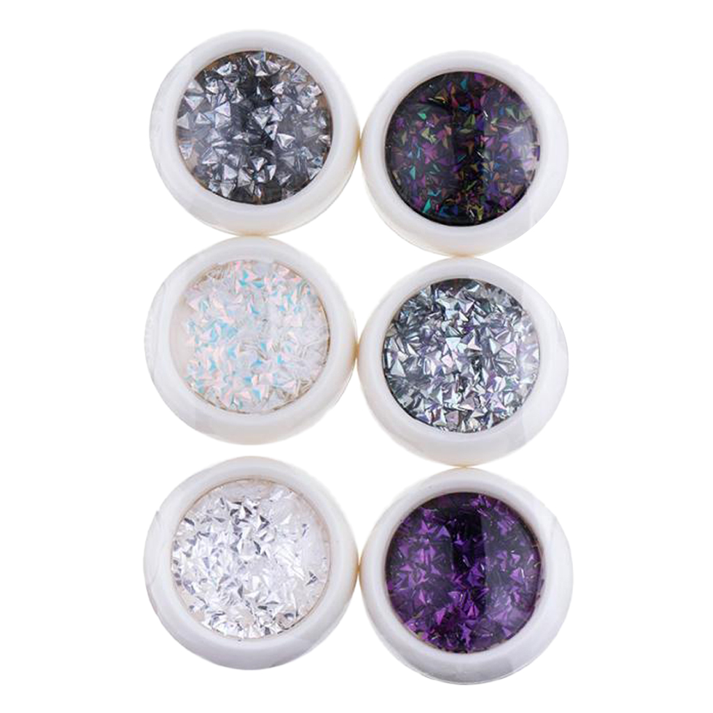 6 Boxes/set Mixed Colors Triangle Nail Glitter Thin Paillette Nail Art DIY Colorful Glitters Nails Decorations Tools