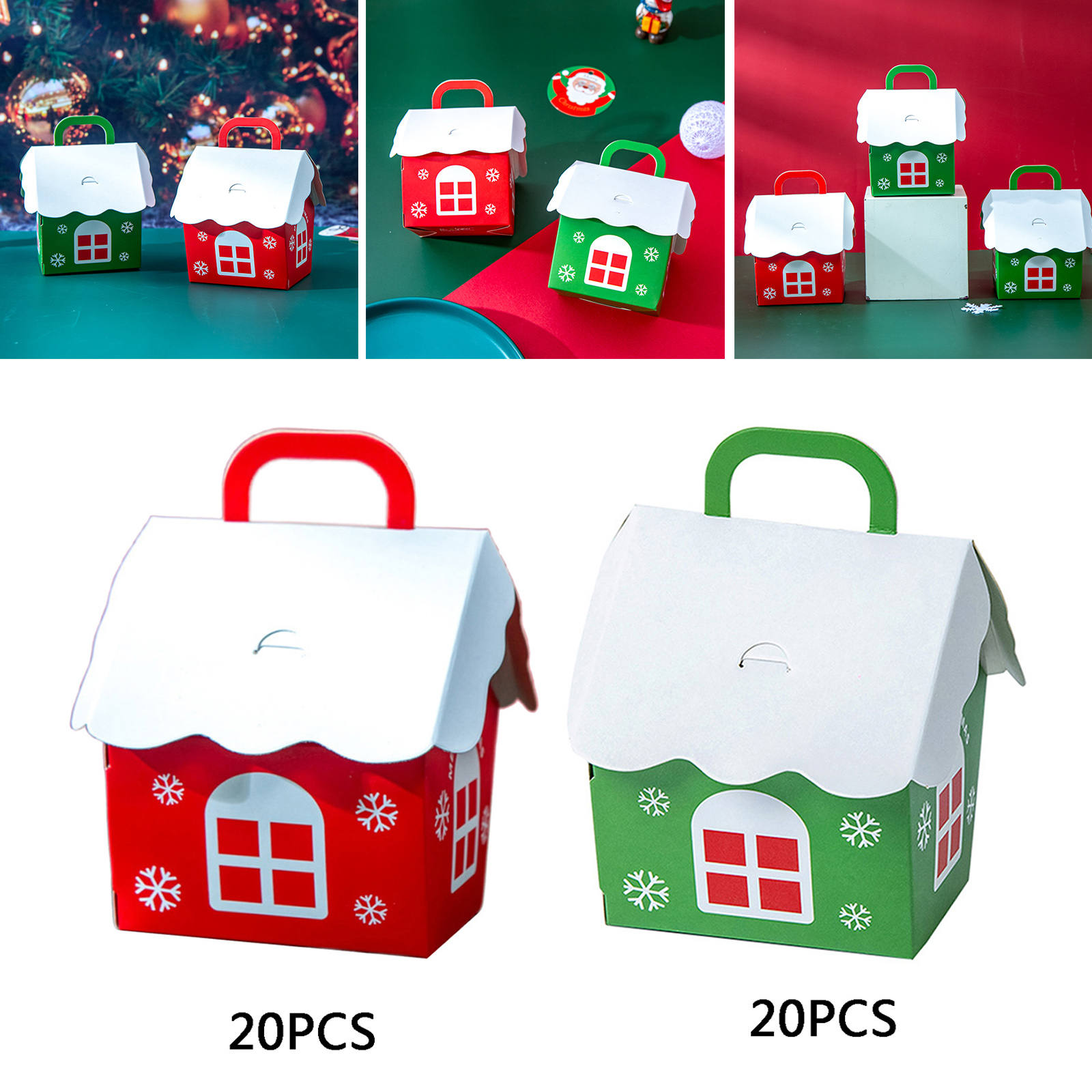20x Creative Gift Boxes Bag Christmas Container for Candy Cookie Packaging Present