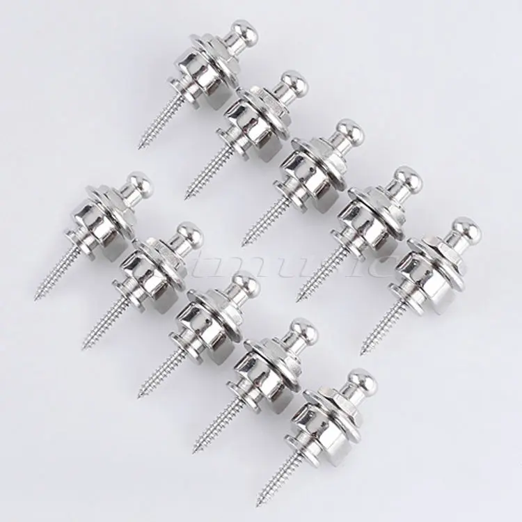 10pcs Skidproof Strap Lock for Electric Guitar Bass Silver