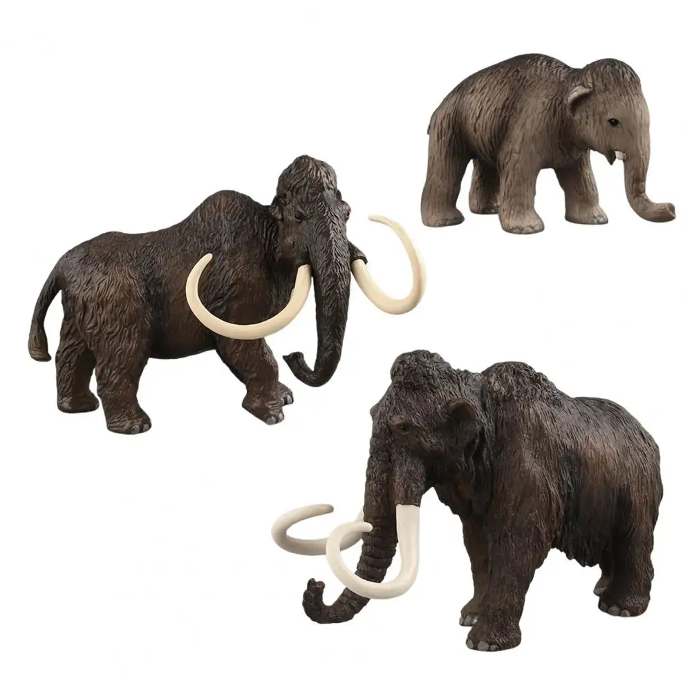 3Pcs Durable Decoration Craft Animal Mammoth Figurine Detailed Texture Anti-scratch Realistic Mammoth Doll Toy Kit brinquedo wwe toys