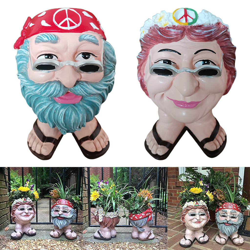Funny Muggle Face Plant Planter Pot 3D Head Statue Garden Tabletop Ornaments