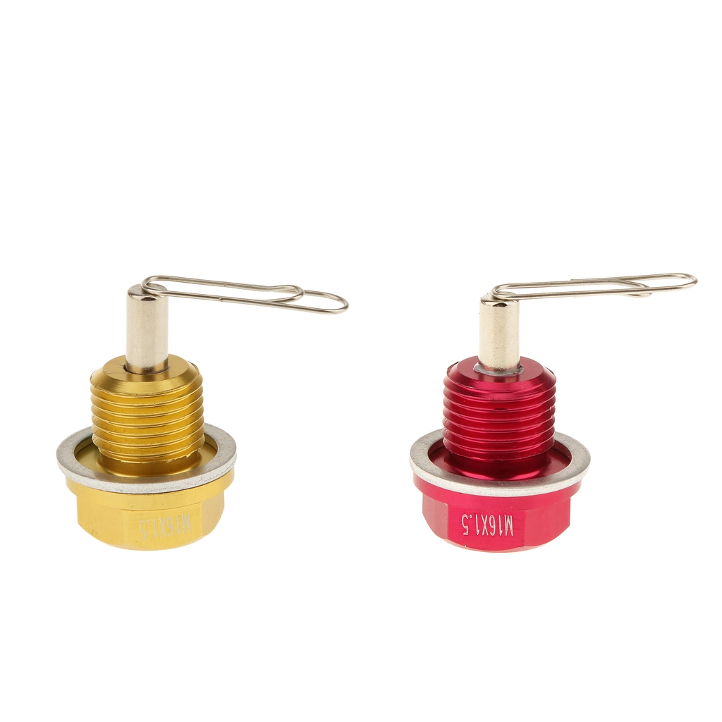 2pcs M16X1.5 Anodized Magnetic Engine Oil Pan Drain Bolt Plug