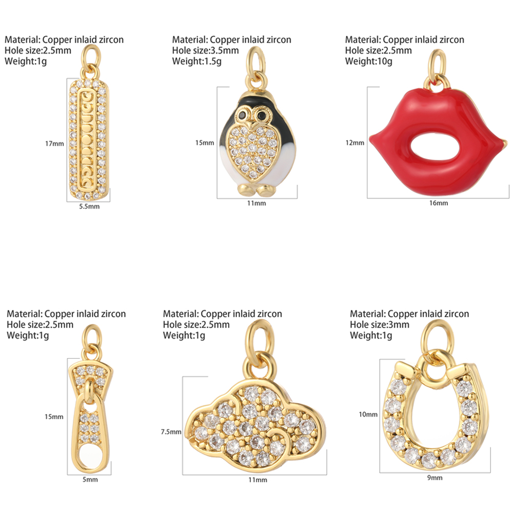 Nette Pinguin Hot Red Lippen Ohrringe Armband Machen Charms Gold Farbe Diy Anhänger Halskette Charms für Schmuck Machen Zubehör – Detail 1