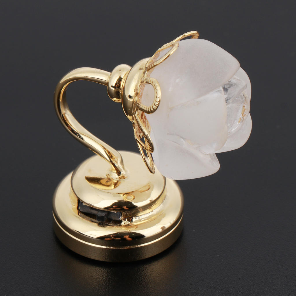 Dollhouse Miniature Rose Shape LED Desk Lamp with Gold Base Life Scene Decor
