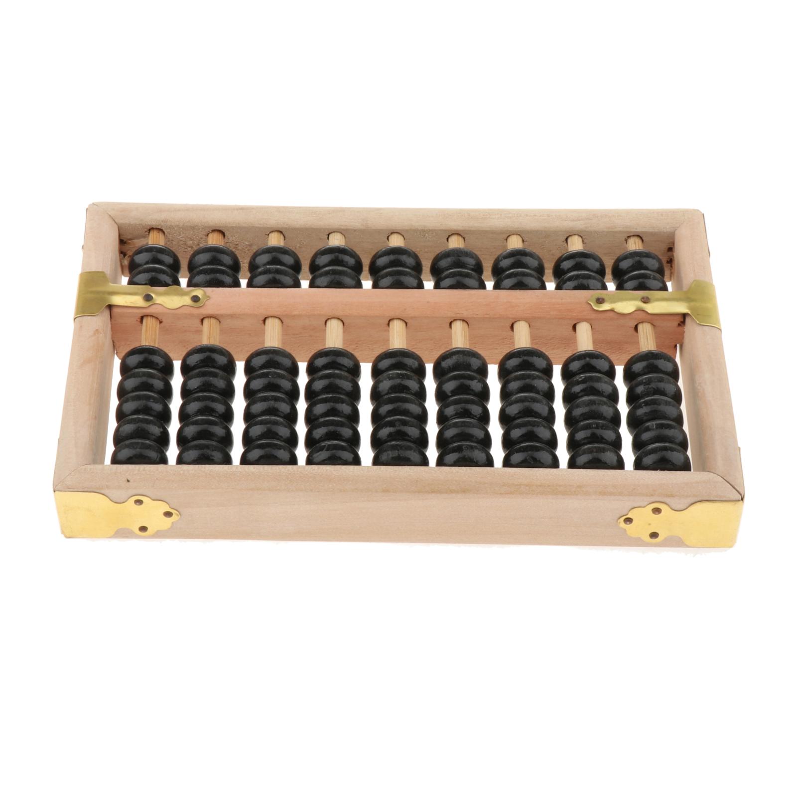 Portable Arithmetic Soroban Mathematics Calculate Tool Black Beads Wooden Frame Abacus