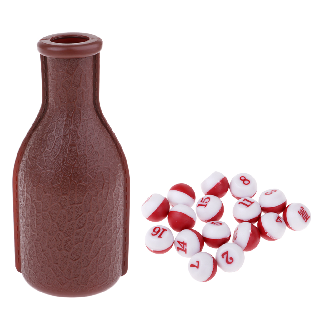 16 Red Plastic Scoring Numbered Pills with 6.3x2.7inch Brown Kelly Pill Pool