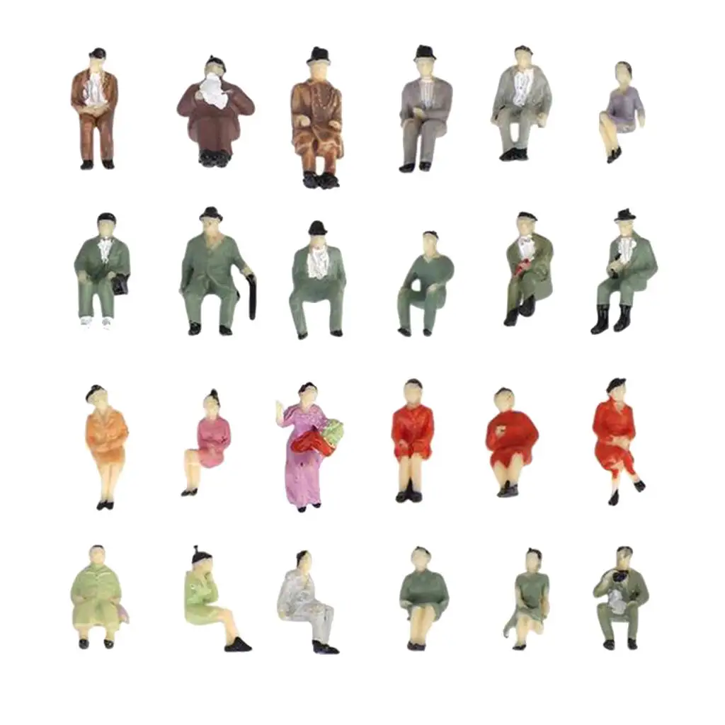 50x 1/87 HO Color People Model Mini Models People for Railway Ornaments