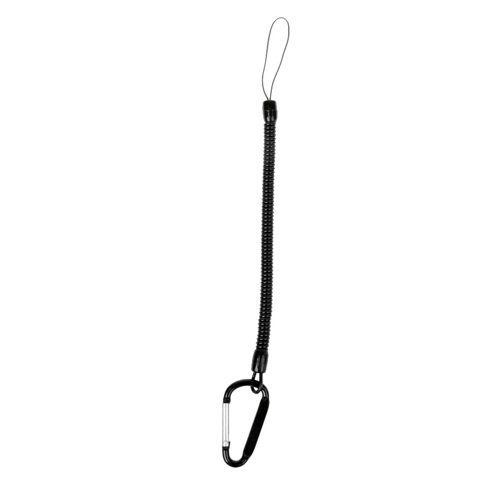 Lightweight Fishing Lanyard Spring Rope Stretch Coil Tether with Carabiner For Pliers Tackle Tools