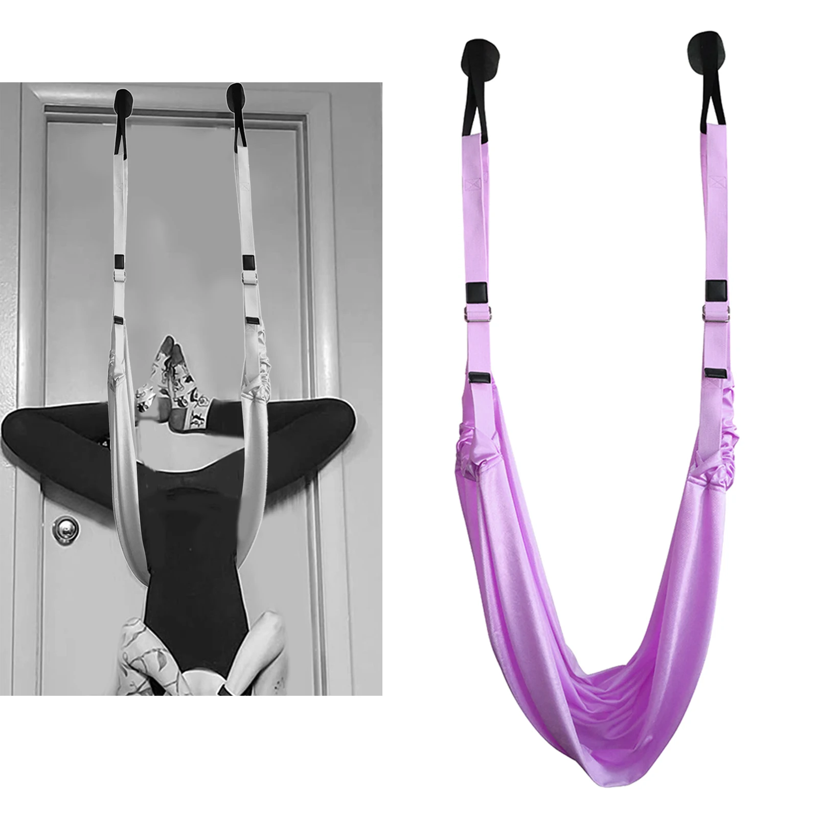 Aerial Yoga Wall Rope Open Hip Hammock Stretch Auxiliary Trainer Inverted Pull Stretch Belt Home Ladies Black Yoga Belt Fitness