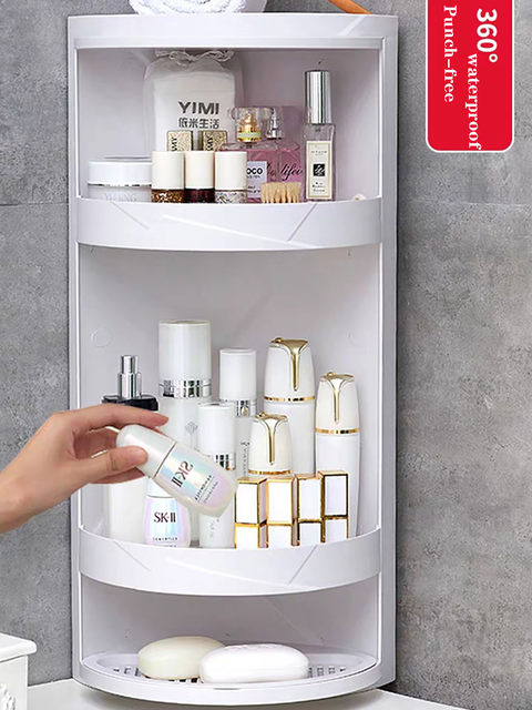 Bathroom Shelves 2Layer Bathroom Corner Storage 360 Rotating Wall Mounted Shelf  Shampoo Cosmetics Kitchen Household Bathroom Storage Accessories 230926  From Bao009, $27.79