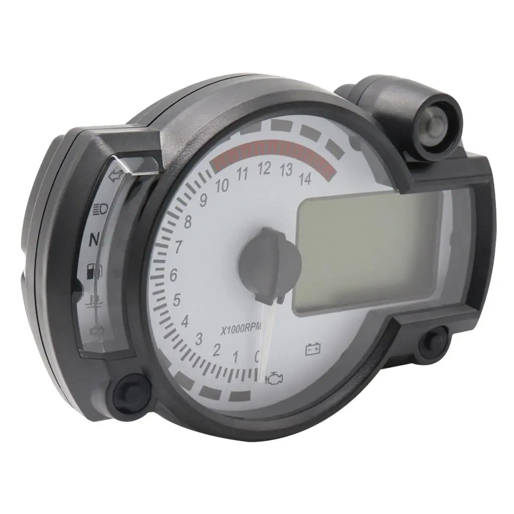 Motorcycle Digital Light LCD Speedometer Odometer Tachometer W/ Speed Sensor Odometer Gauge Display Oil Level Meter Universal