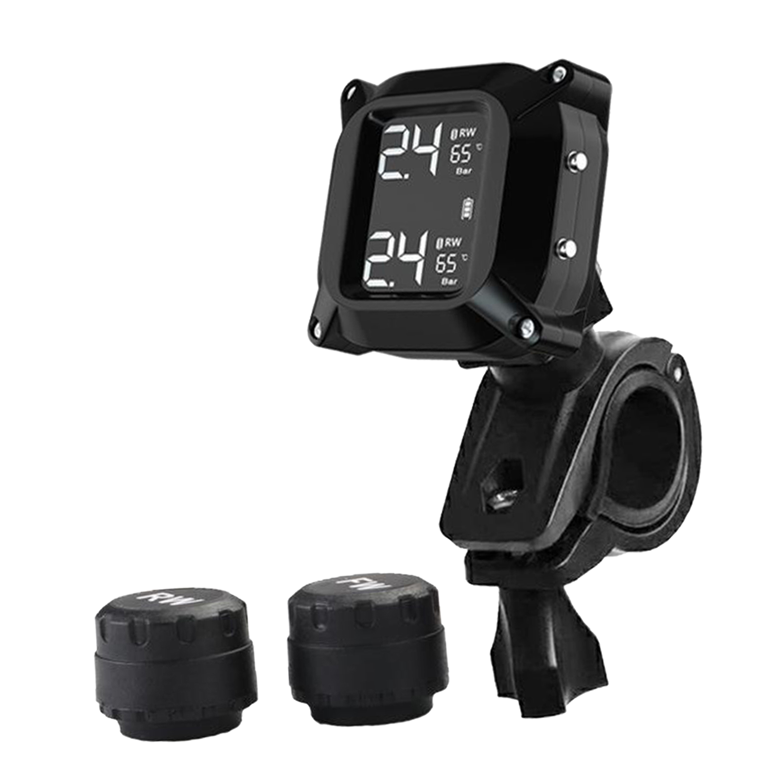 Tire Pressure Monitoring System Large LCD with 2 Tmps Sensor Waterproof Tire Position Exchange for Motorcycle RV Trailer