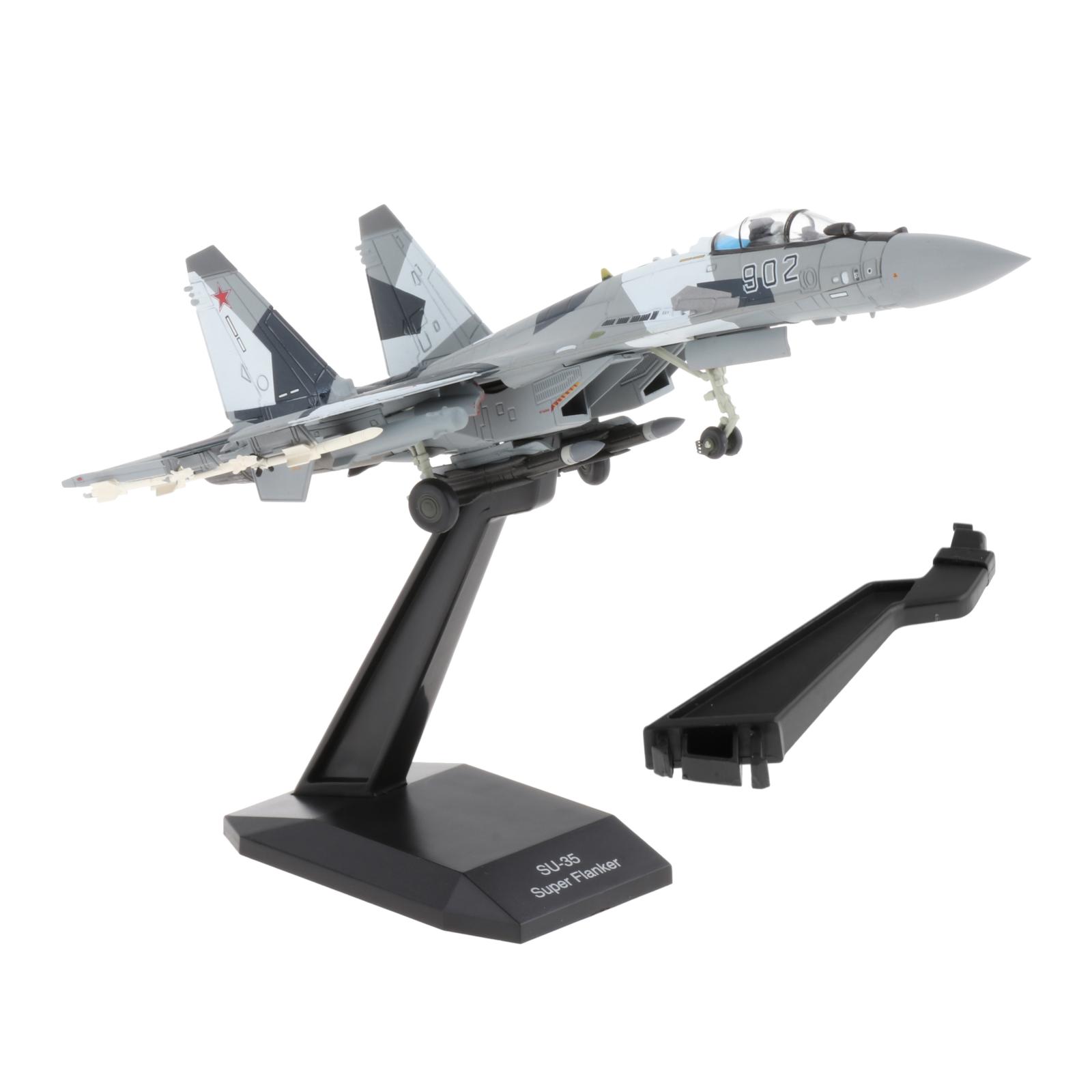1/100 Scale Sukhoi Su-35 Fighter Helicopter Alloy Army Model Plane w/ Dispaly Stand Decoration